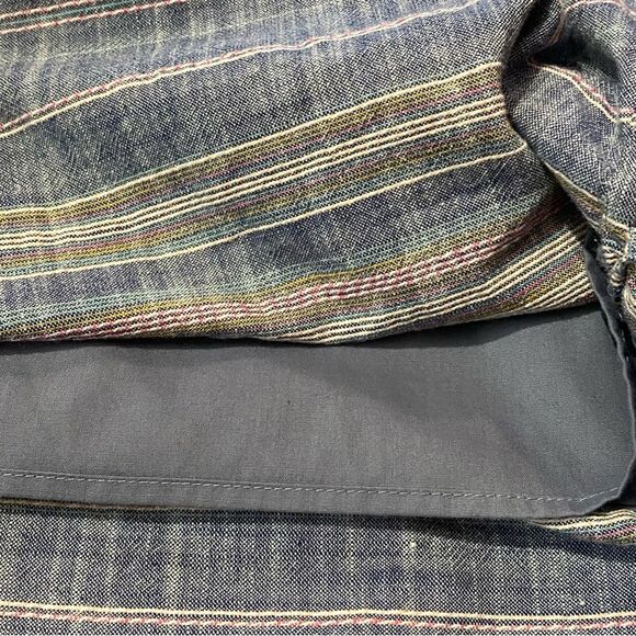 Talbots Striped Cotton Crochet Split Neck Embroidered Shift Dress With Pockets - Picture 13 of 16